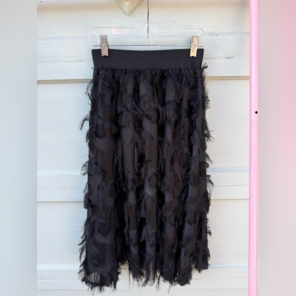 Chic Black Textured A-Line Skirt